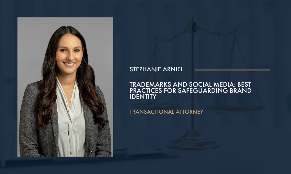 Headshot of attorney Stephanie Arniel aligning trademarks and social media